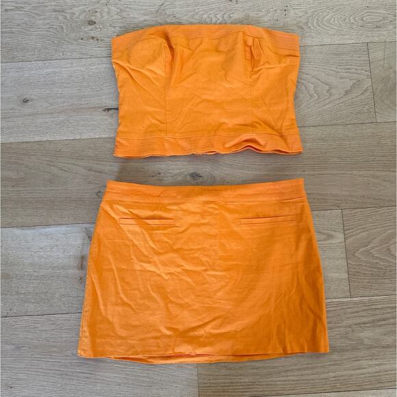 Majorelle - Ilena Bustier Strapless Top and Mini Skirt in Mango Orange - Picture 1 of 5